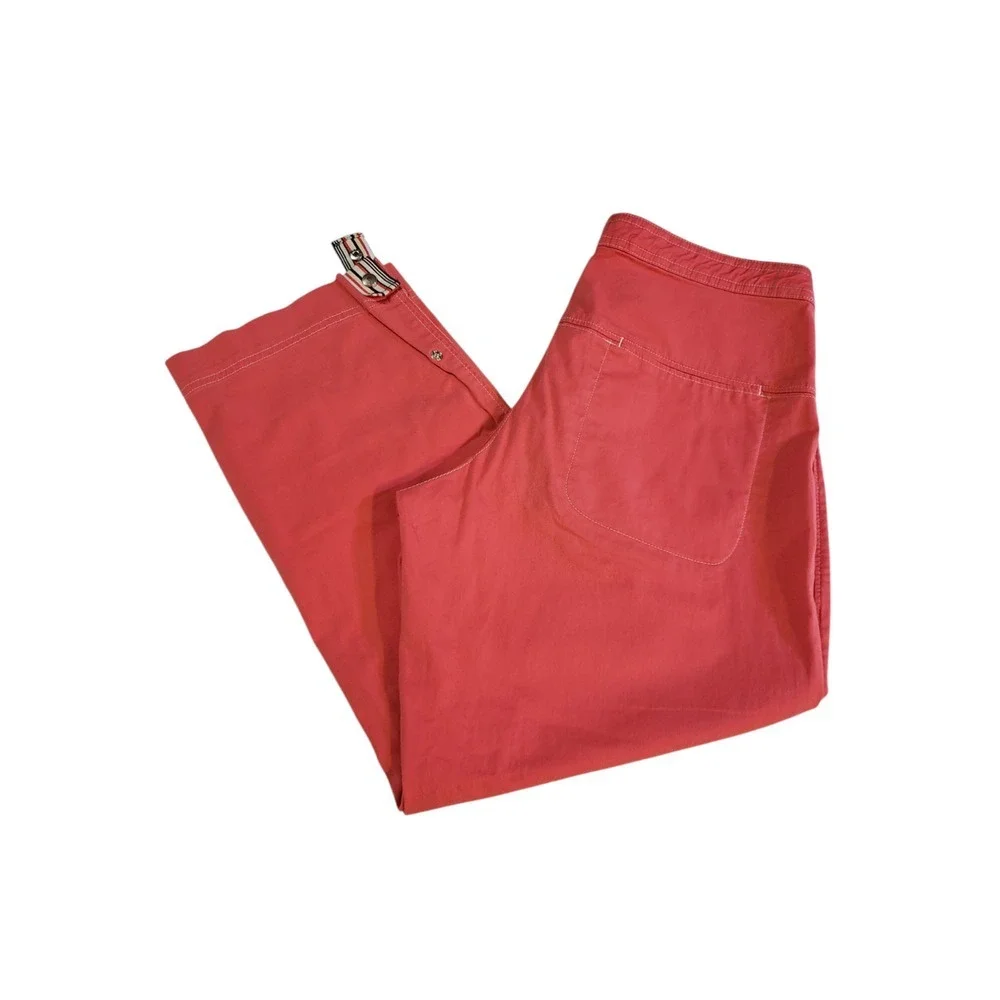 Nike Womens Trouser Pants‎ S Red Drawstring Waist Flat Front Mid Rise Pockets